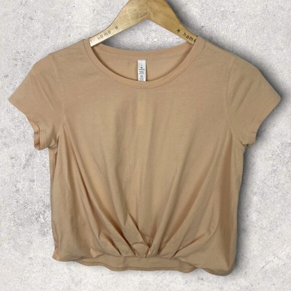 Lululemon Pleats and Thank You Peach Short Sleeve Crop Top‎ Size 4 Tee 2020 Tee - Picture 3 of 11